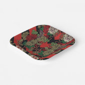 瞬間を高める：赤い日本のヴィンテージフローラ ペーパープレート (傾斜あり)