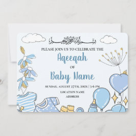 瞬間編集可能 赤ちゃん男の子アクーキヤ  招待状カード 招待状