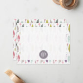 矢および羽のモノグラムパターン ノートカード (正面/裏面インサイチュ)