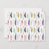 矢および羽のモノグラムパターン ノートカード (裏面)