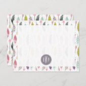 矢および羽のモノグラムパターン ノートカード (正面/裏面)