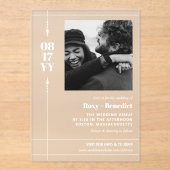 矢お洒落印はっきりした付き写真インフォーマル結婚ズ アクリル招待状 (正面)