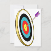矢が中心に当たるブルズアイ・アーチェリー・ターゲット 招待状 (正面)
