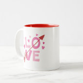矢が貫通したLoveの文字 - バレンタインデー ツートーンマグカップ (正面左)
