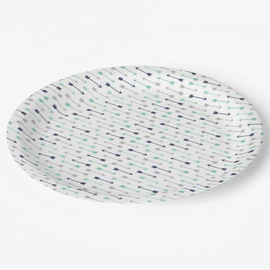 矢のテーマのベビーシャワーの紙皿 ペーパープレート (アングル)