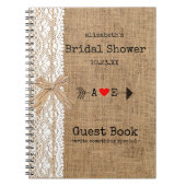矢のバーラップのレースのイメージのブライダルシャワーの来客名簿| ノートブック (正面)
