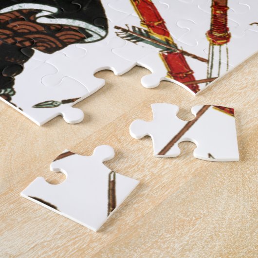 矢の日本人の日本芸術を逸らしているRoninの武士 ジグソーパズル (側面)