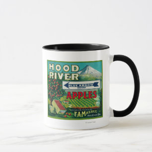 矢のAppleの木枠のLabelHoodの青い川、または マグカップ