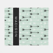 矢はあなたの一流の真新しい白黒を加えます フリースブランケット (正面(横))