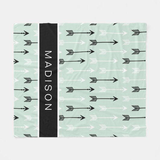 矢はあなたの一流の真新しい白黒を加えます フリースブランケット (正面(横))