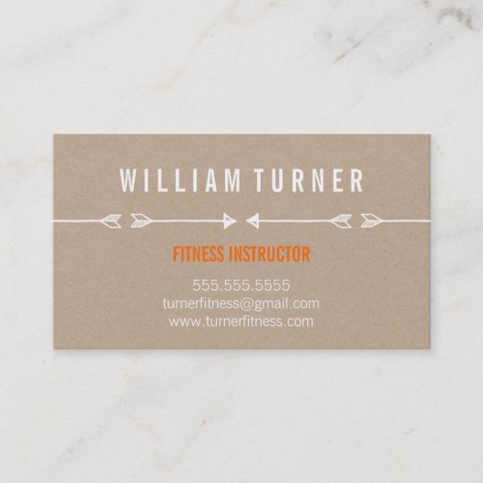 矢クールモダンシンプル矢スケッチトレンディーエコクラフト 名刺 (正面)