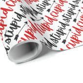 矢シンプル付き愚かなcupidタイポグラフィスクリプト ラッピングペーパー (ロールコーナー)