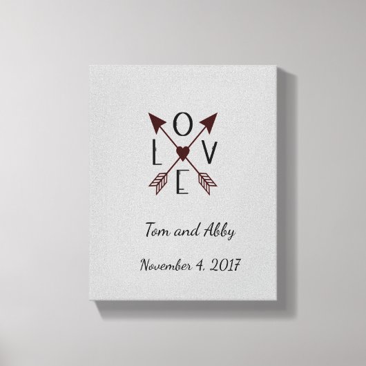 矢パーソナライズされたの愛結婚 キャンバスプリント (正面)
