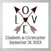 矢パーソナライズされたの日付結婚プリント ポスター (正面)