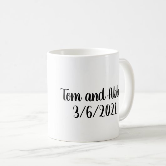 矢パーソナライズされた結婚付き愛着日 コーヒーマグカップ (正面右)