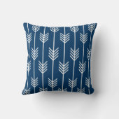 矢モダン印の留め模様ネイビーブルー クッション (裏面)