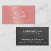 矢モダン印金ゴールド箔素朴な手描き珊瑚 名刺 (正面/裏面)