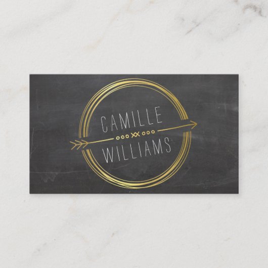 矢モダン印金ゴールド箔素朴な手書き 名刺 (正面)