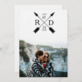 矢モダン印 |日付の保存 |写真結婚の セーブザデート (正面/裏面)