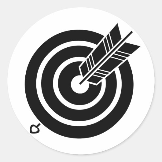 矢印がラウンドターゲットに当たったステッカー&ラベル ラウンドシール (正面)