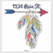 矢印と羽のメールボックスアドレスステッカー シール (シート)