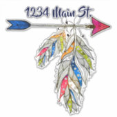 矢印と羽のメールボックスアドレスステッカー シール (正面)