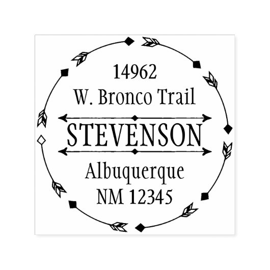 矢印の円カスタム差出人住所スタンプ セルフインキングスタンプ (デザイン)