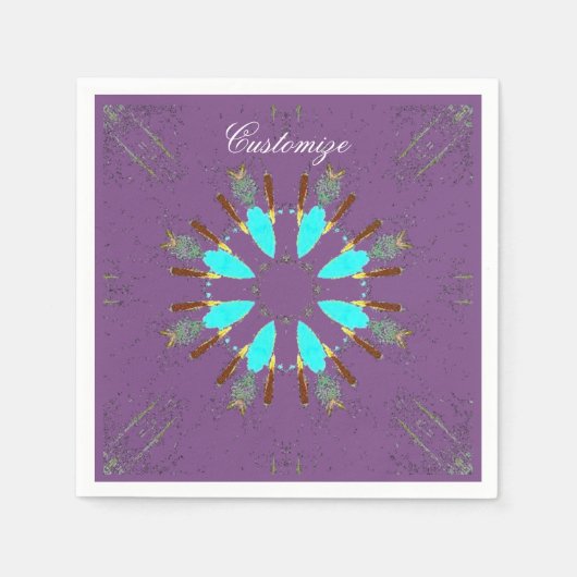 矢印の羽のポウワパタンThunder_Cove スタンダードカクテルナプキン (正面)