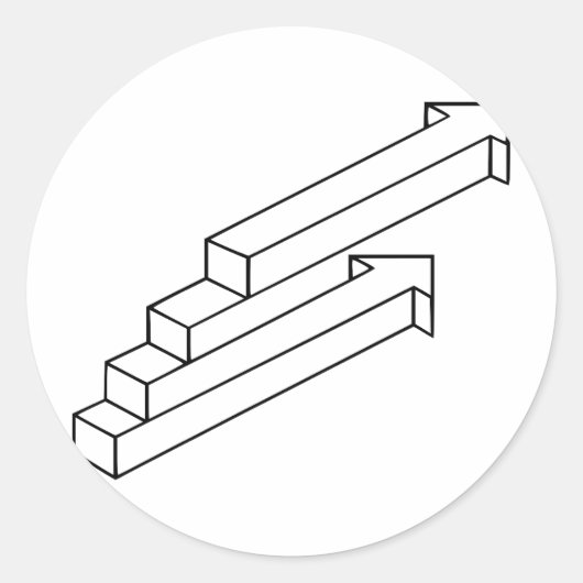 矢印または階段の光学錯覚 ラウンドシール (正面)