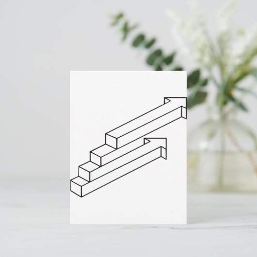 矢印または階段の視覚錯覚 ポストカード (スタンド正面)