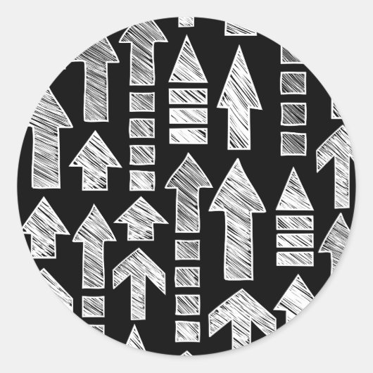 矢印を黒と白に歪める ラウンドシール (正面)