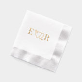 矢印スルーダブルハートカップル2イニシャルモノグラム 箔ナプキン (左)