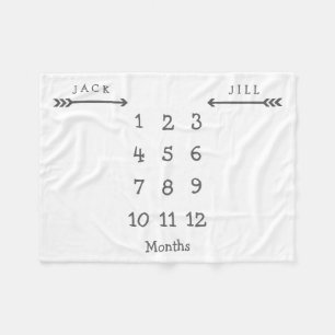 矢印ツモダンインマイルストーンベビーブランケット フリースブランケット