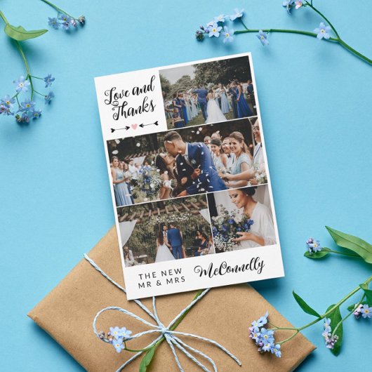 矢印ハートフォトコラージュの愛感謝していとの結婚選択 サンキューカード