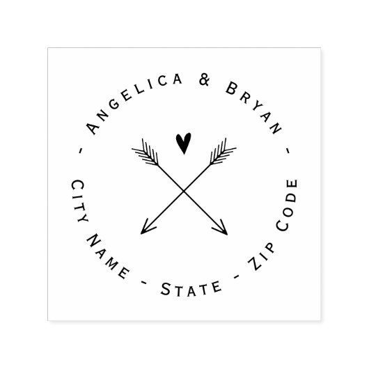 矢印ハート差出人住所自己インク入力スタンプ セルフインキングスタンプ (デザイン)