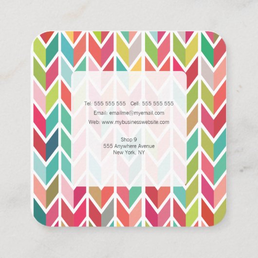 矢印パターアステカン美容師テンプレート スクエア名刺 (裏面)