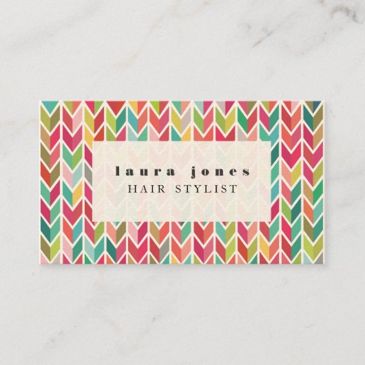 矢印パターアステカン美容師テンプレート 名刺 (正面)