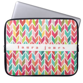 矢印パターンカラフルカスタム名パーソナライズされた前 ラップトップスリーブ