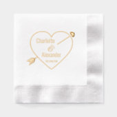 矢印ピアスアンパサンドハートカップル名の日付 箔ナプキン (正面)