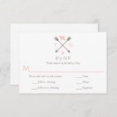 矢印ピンクハート- RSVP & Dinner Choice (正面/裏面)