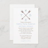 矢印ブルーハート- 3x5結婚式招待状 招待状 (正面/裏面)