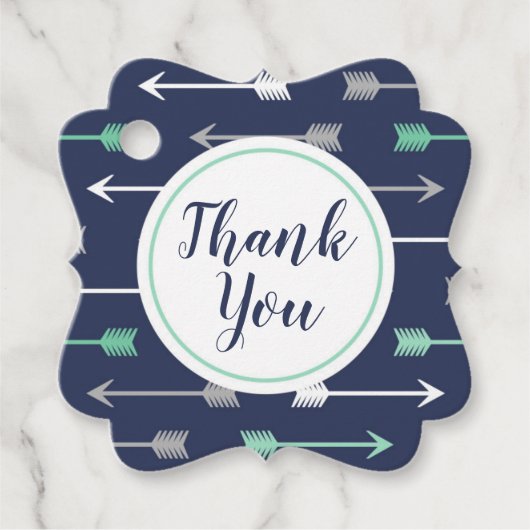 矢印ベビーシャワーメッセージカード フェイバータグ (正面)