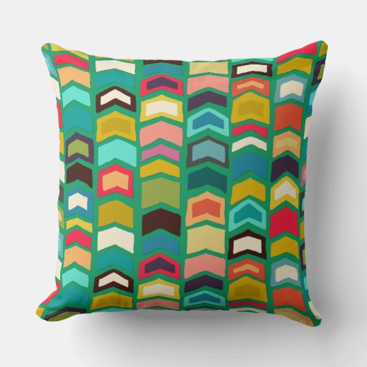 矢印ポップ・アートの緑 クッション (正面)