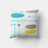 矢印ミッドセンチュリーアクアブルーグレーイエローアローズ クッション (裏面)