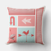 矢印ミッドセンチュリーアクアレッドロースターカラーブロック クッション (正面)