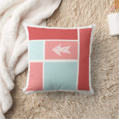 矢印ミッドセンチュリーレッドピンクアクアカラーブロック クッション (ブランケット)