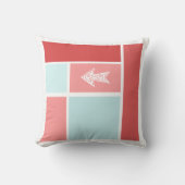 矢印ミッドセンチュリーレッドピンクアクアカラーブロック クッション (正面)