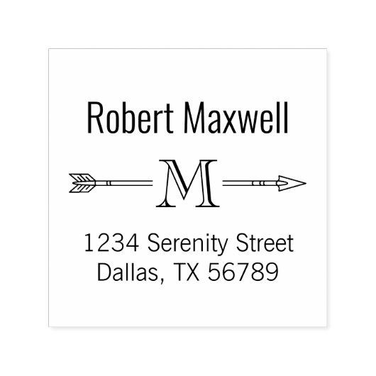 矢印モノグラムイニシャルアドレス セルフインキングスタンプ (デザイン)