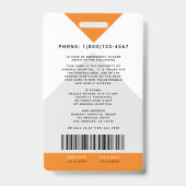 矢印医療スタッフID +バーコード縦 バッジ (裏面)