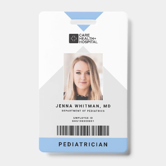 矢印医療スタッフID +バーコード縦 バッジ (正面)